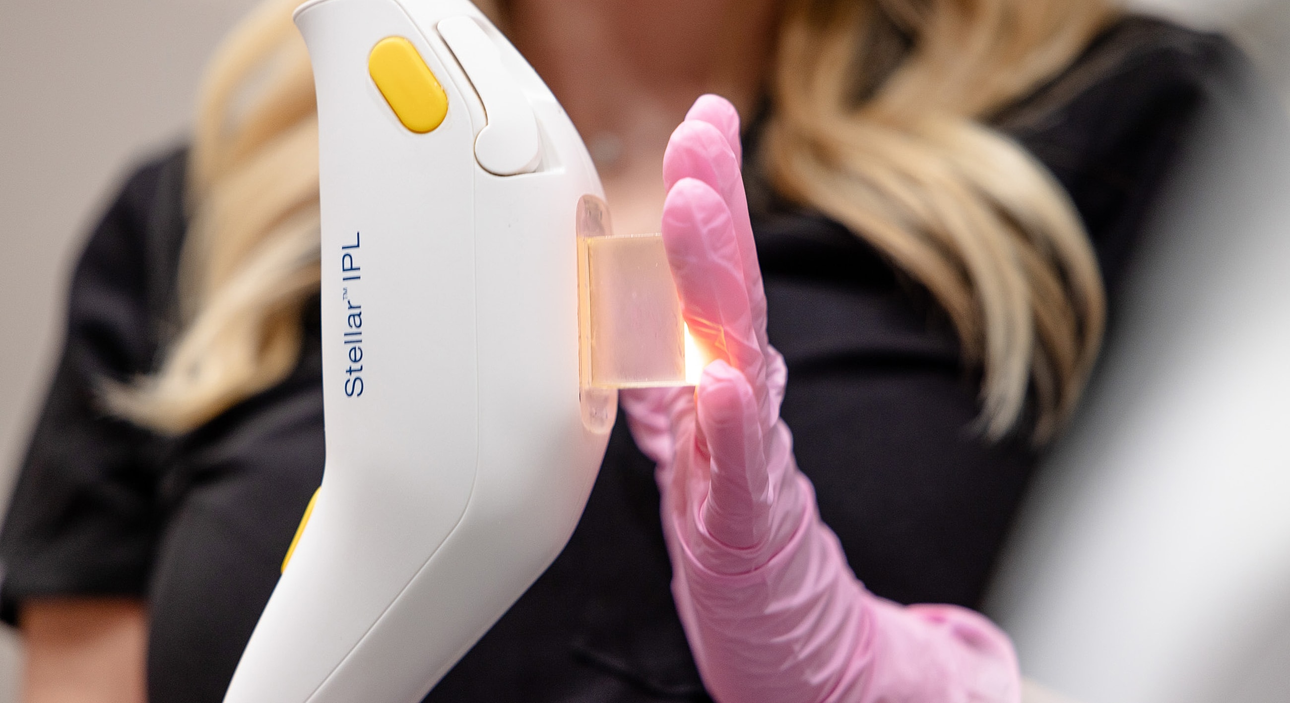 IPL device being used for skin treatment.